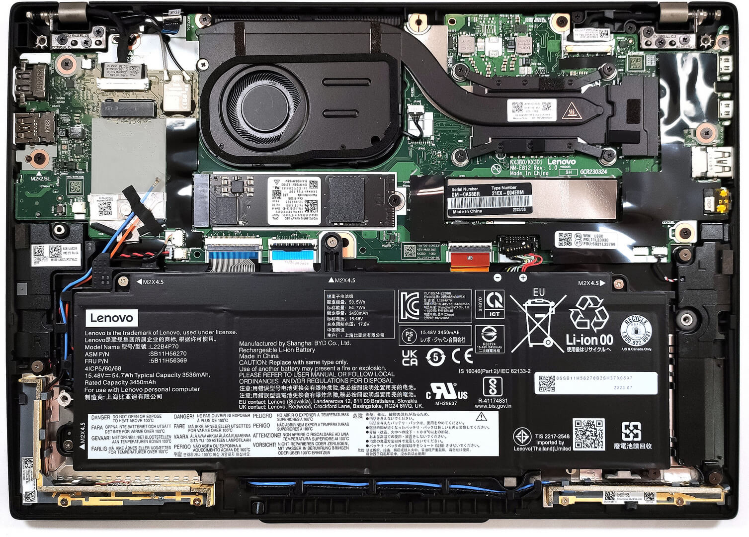 Internal Photo of Lenovo ThinkPad X13 Yoga Gen 4,  X13 Gen 4 CPU fan original NS85C77-22G07 (ThinkPad X13 Gen 4)